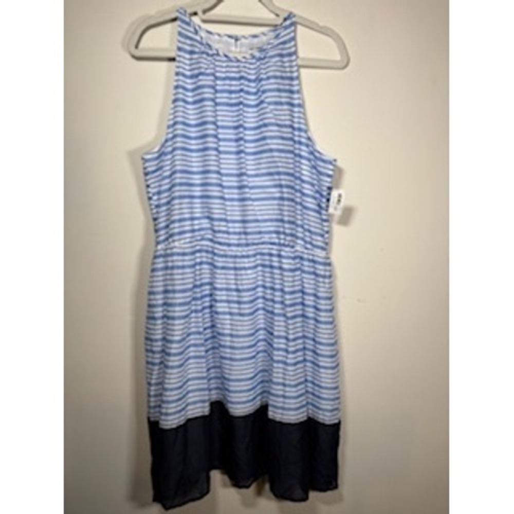 NWT Old Navy Sleeveless Striped Cotton Dress Blue White Coastal Preppy Navy XL